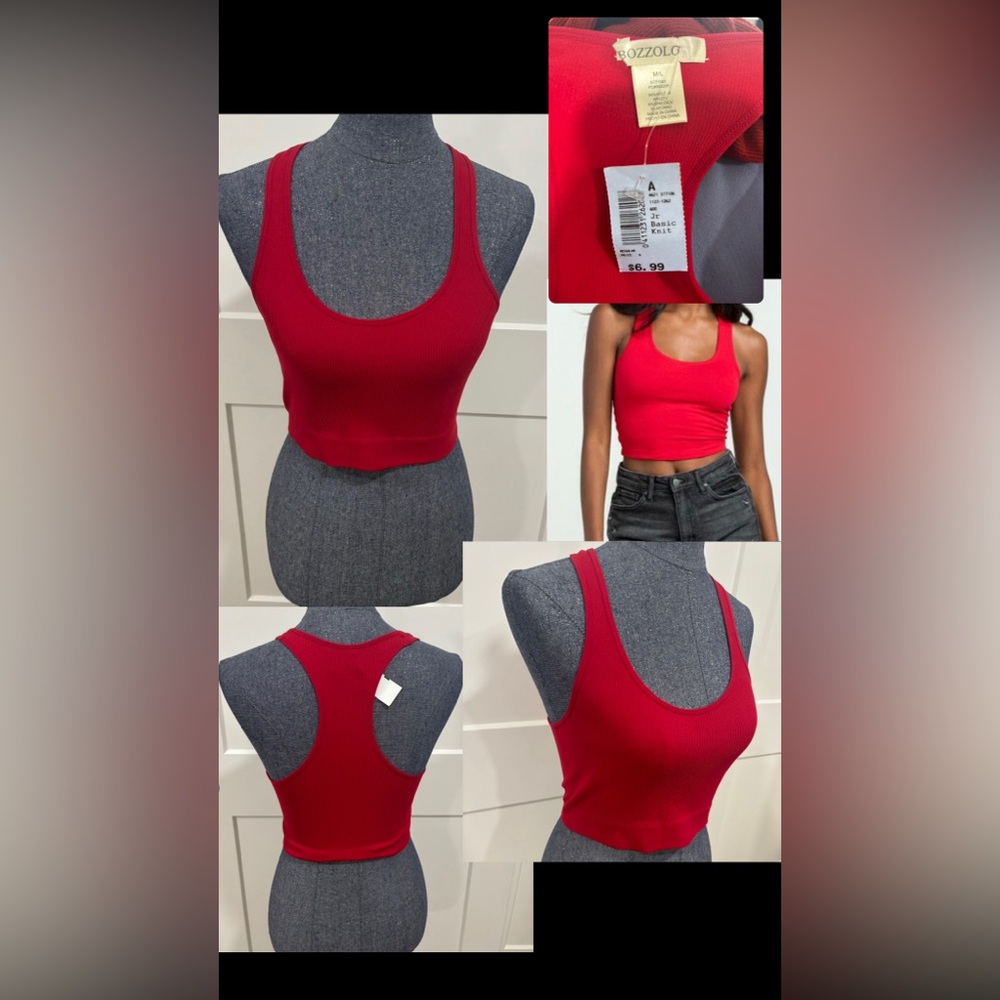 Red Bozzolo Rib Racer Back Tank Top - Picture 6 of 6